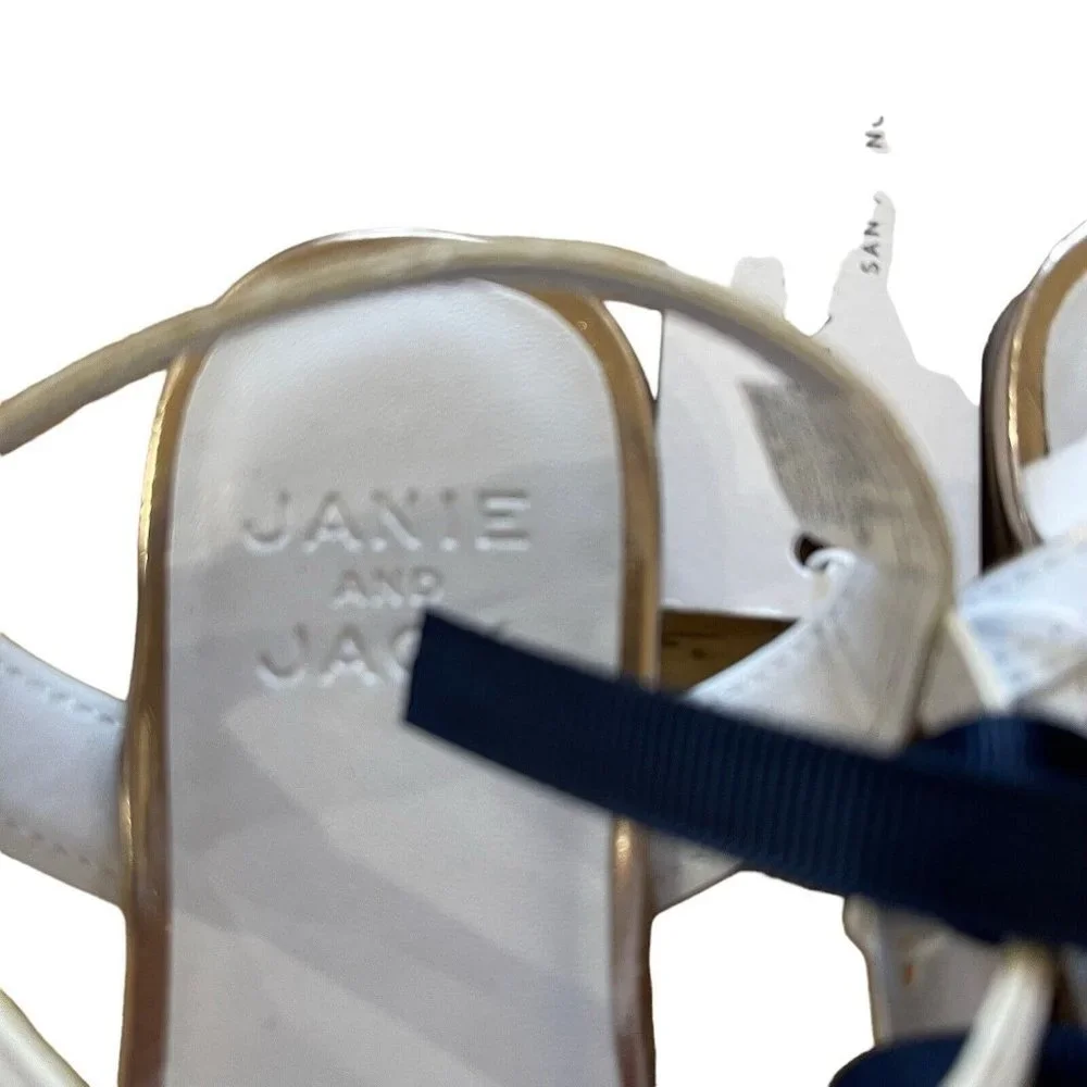 Janie And Jack Sandals Girls Size‎ 10 Strappy White Flat Buckle Party